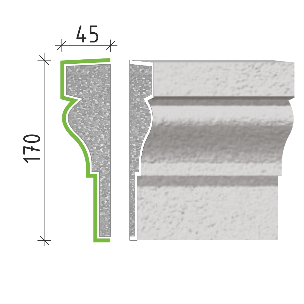 Šambrána, rámový profil 170x45mm RP11017