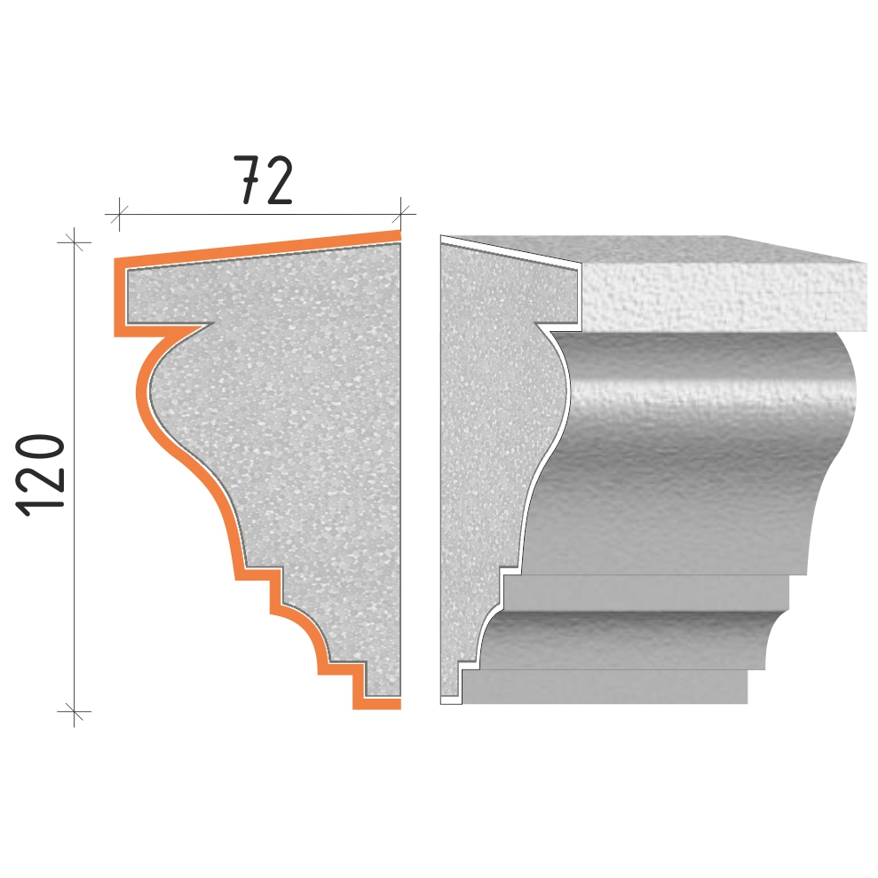 Parapetní profil 120x72mm PP21412