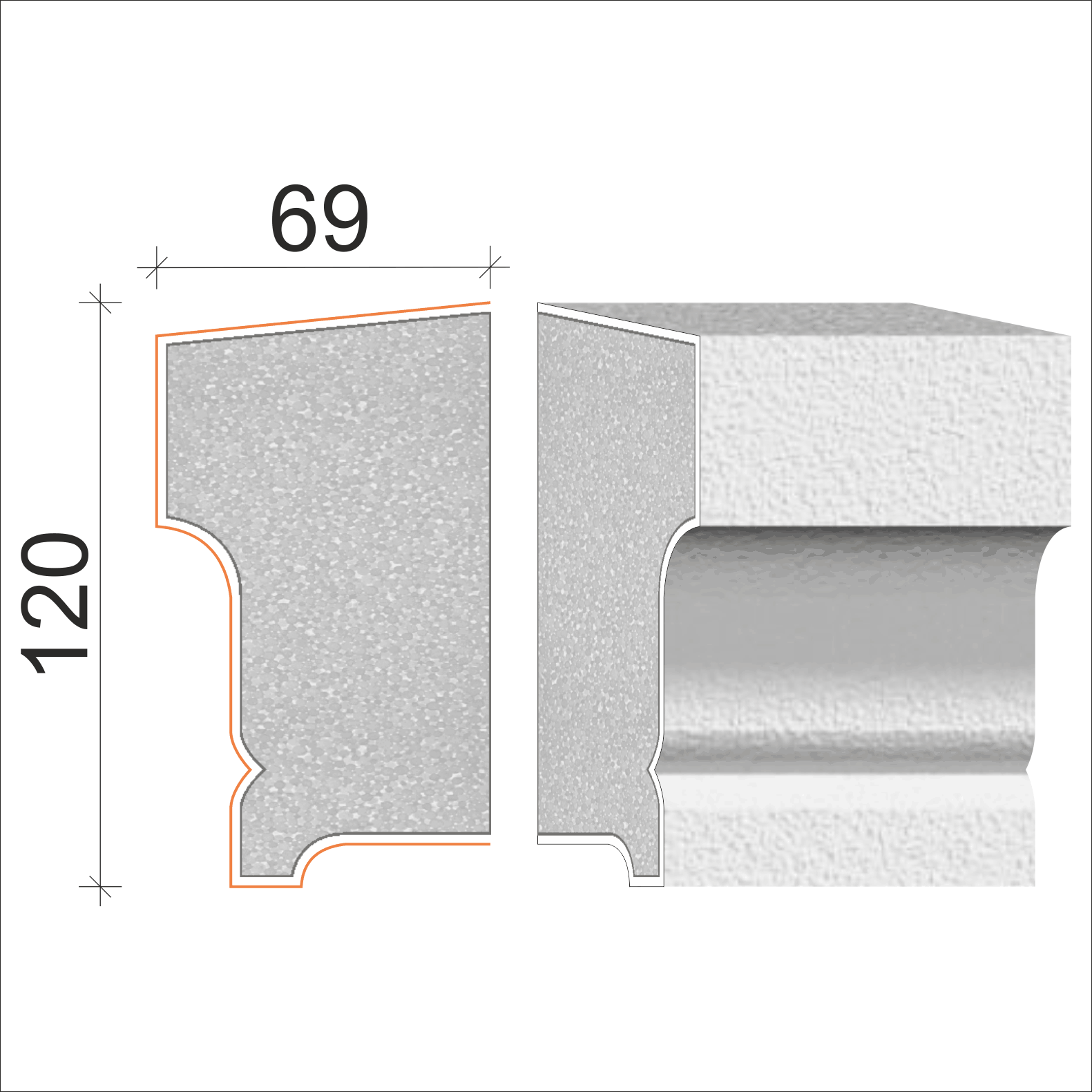 Parapetní profil 120x69mm PP20512