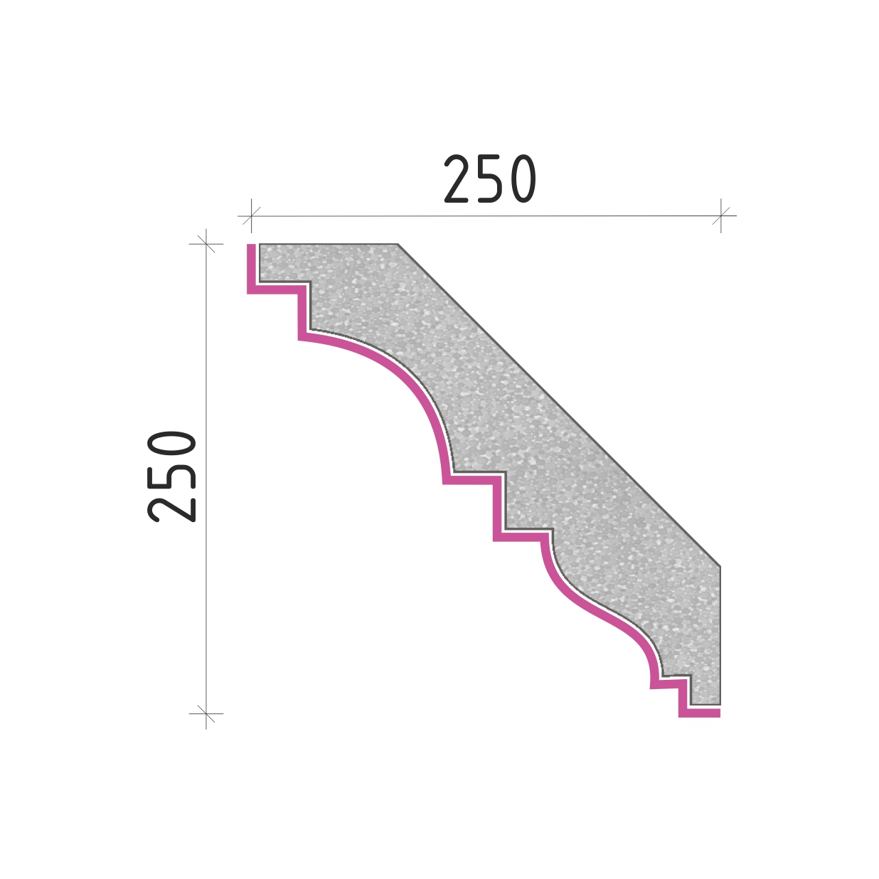 Střešní římsa 250x250mm SR50925