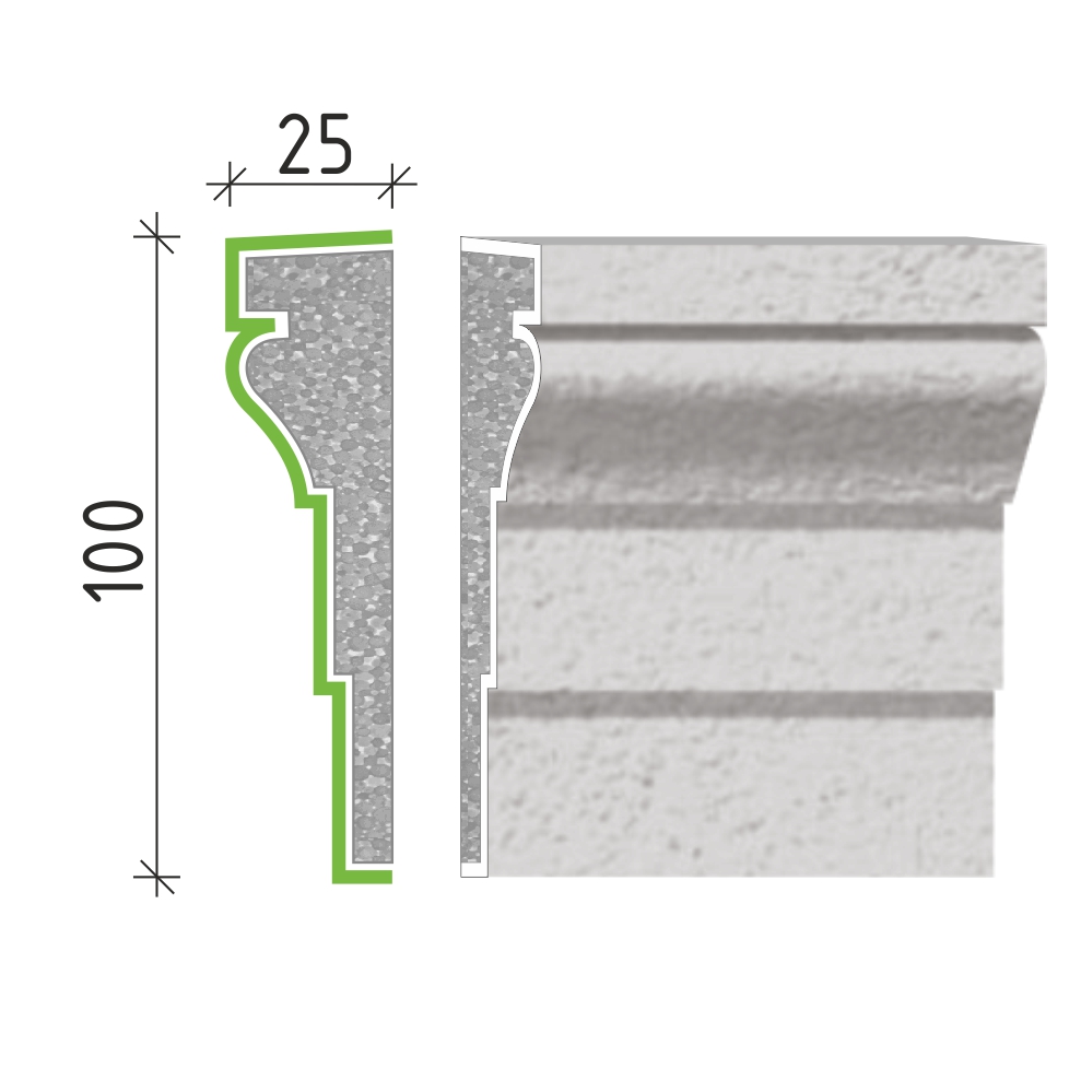 Šambrána, rámový profil 100x25mm RP10610