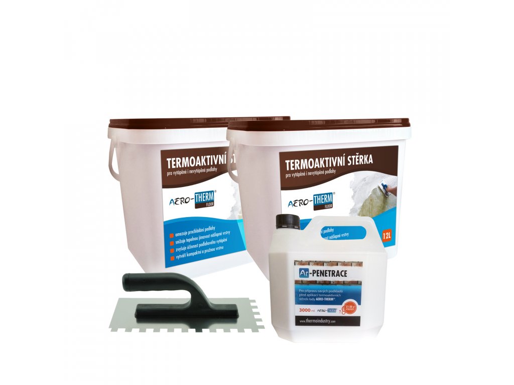 Termoaktivní izolační 2x12L AERO-THERM floor + zub.hladítko 6mm, penetrace 3L