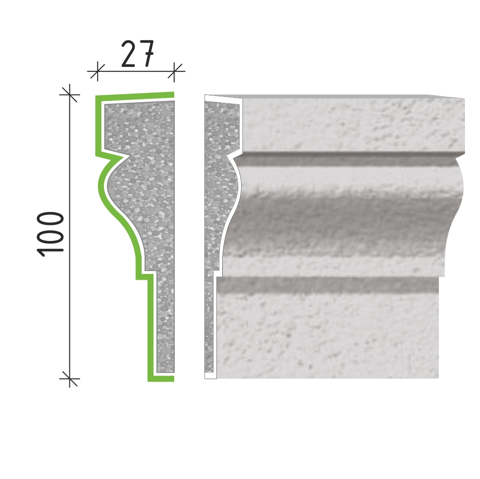 Šambrána, rámový profil 100x27mm RP11010