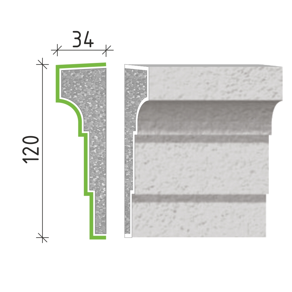 Šambrána, rámový profil 120x34 mm RP10812