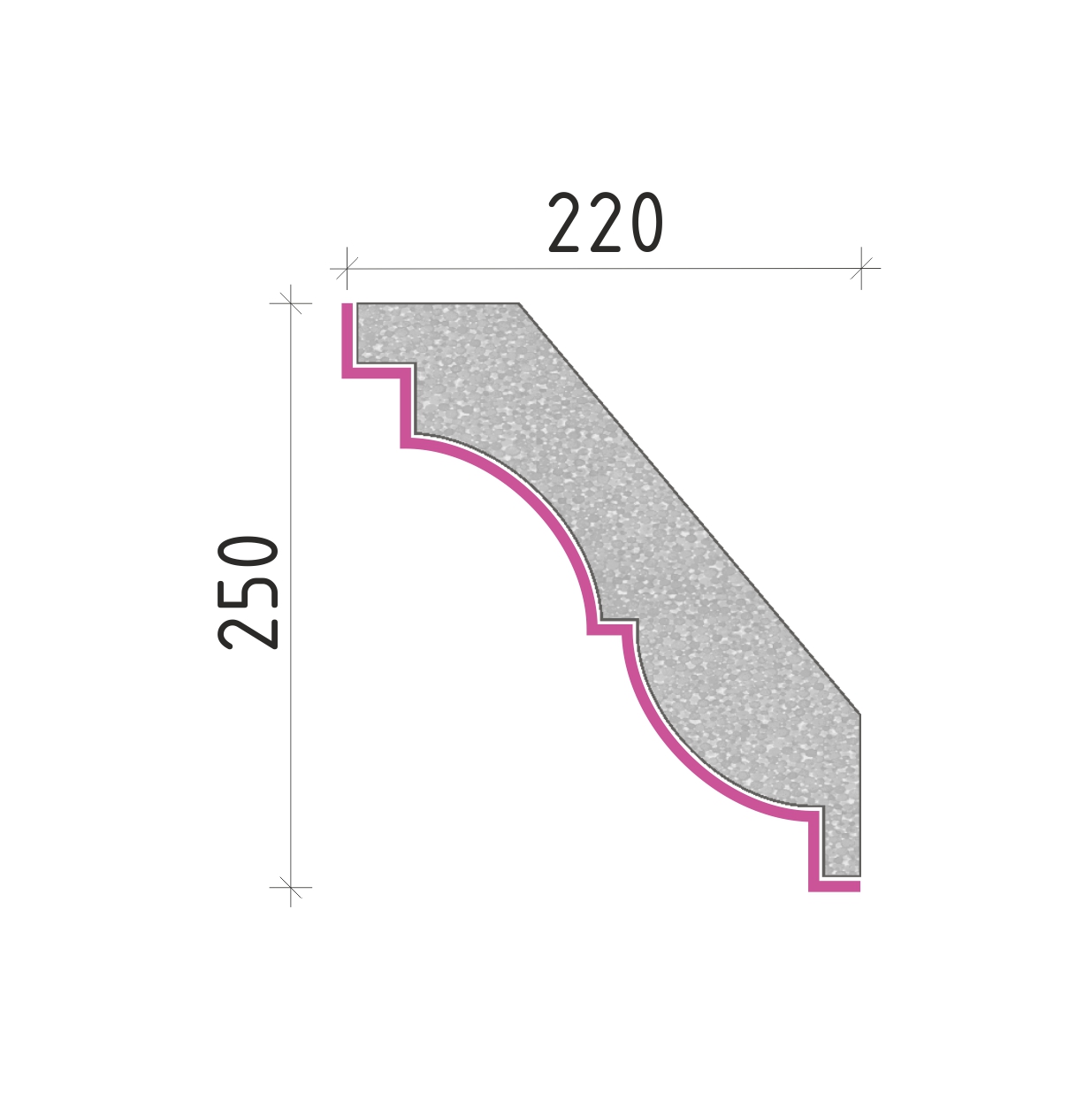 Střešní římsa 250x220mm SR50825
