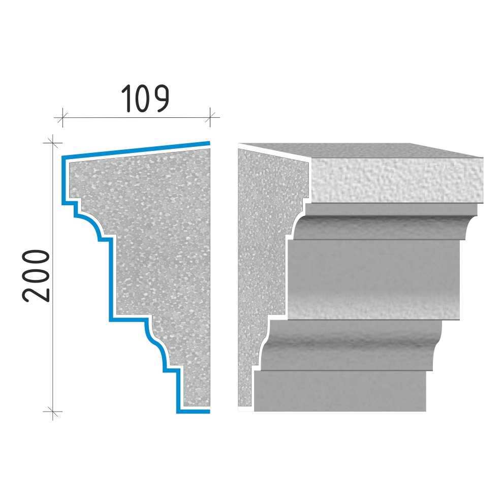 Průběžná římsa 200x109mm PR40320