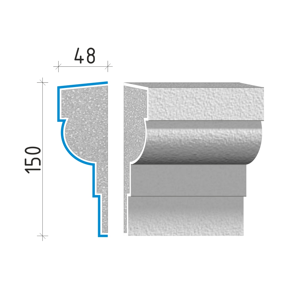 Průběžná římsa 150x48mm PR40615