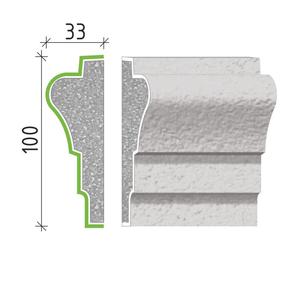 Šambrána, rámový profil 100x33mm RP11310