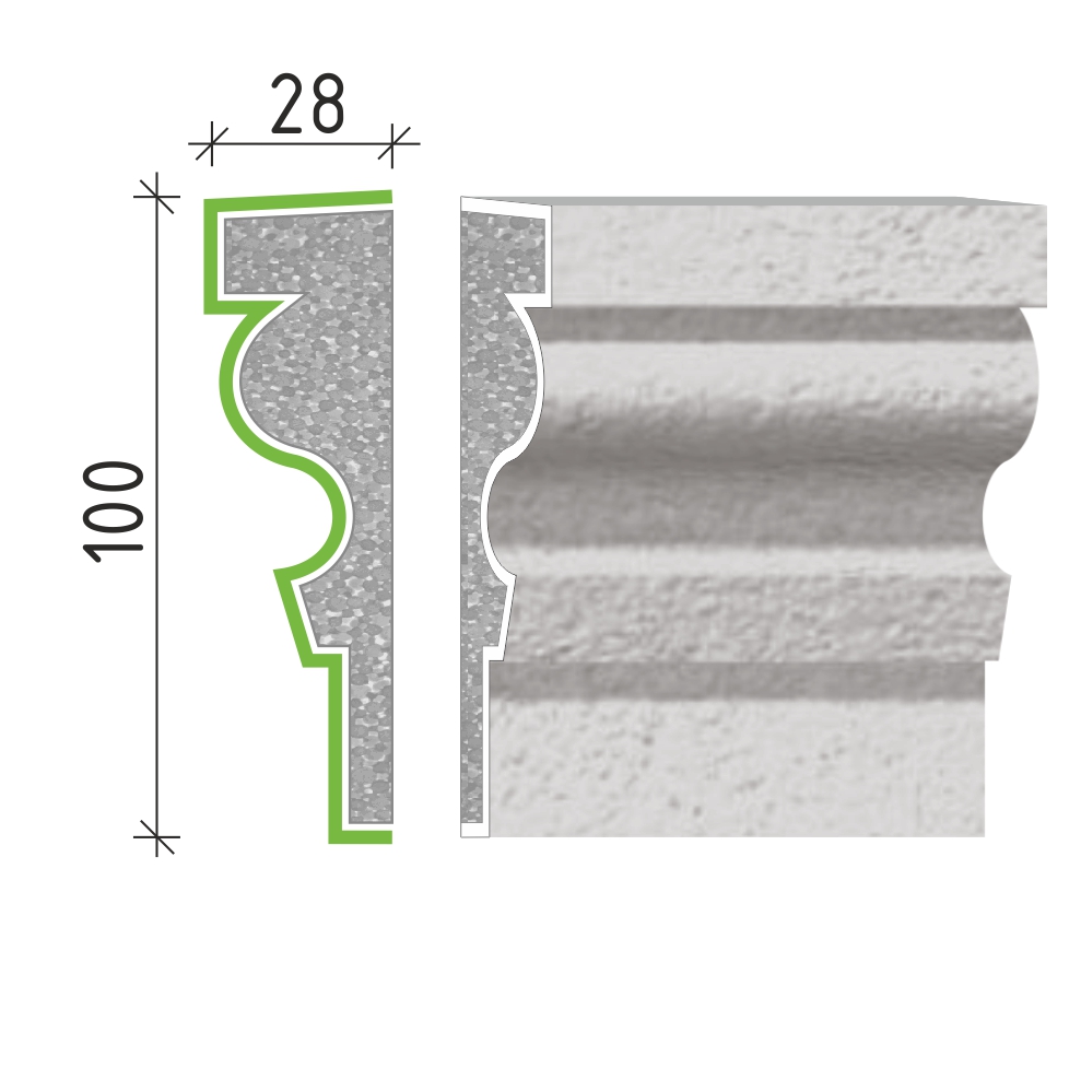 Šambrána, rámový profil 100x28 mm RP10910