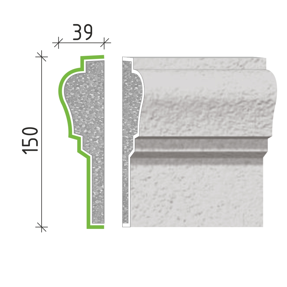 Šambrána, rámový profil 150x39mm RP11115