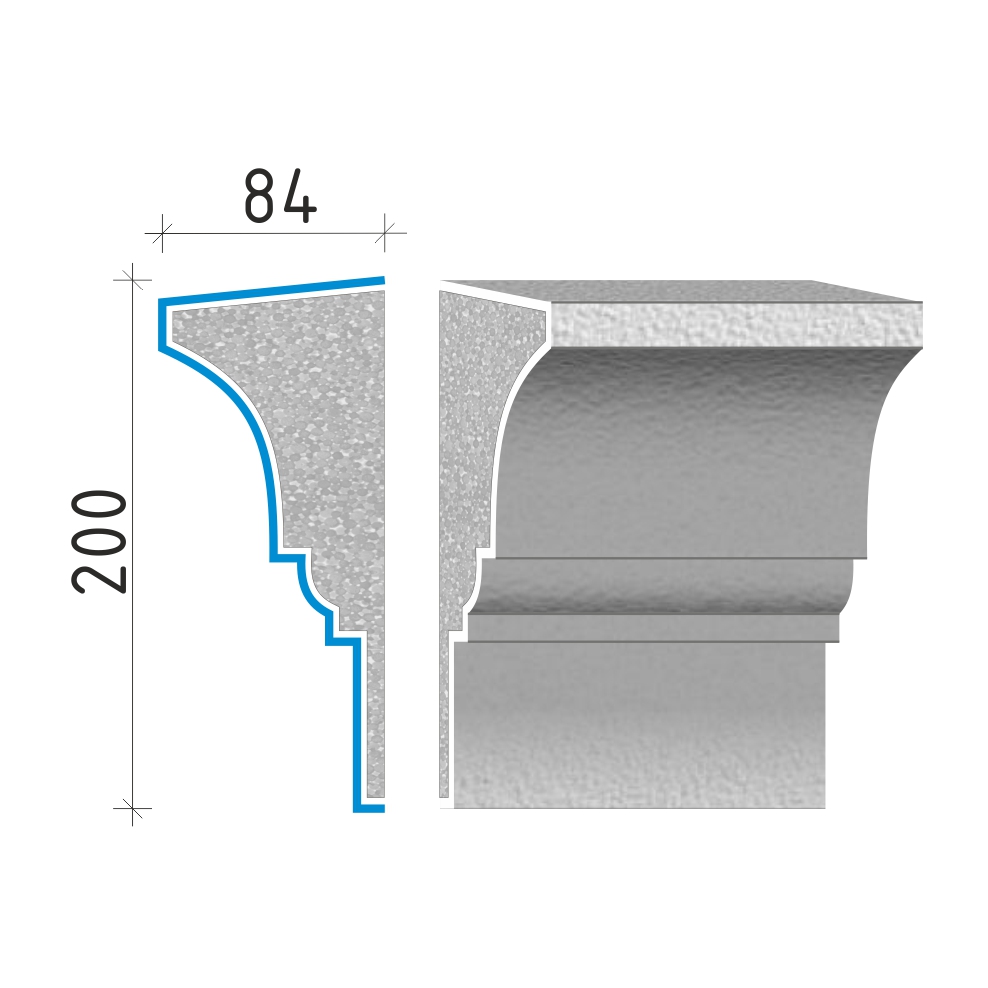 Průběžná římsa 200x84mm PR40520