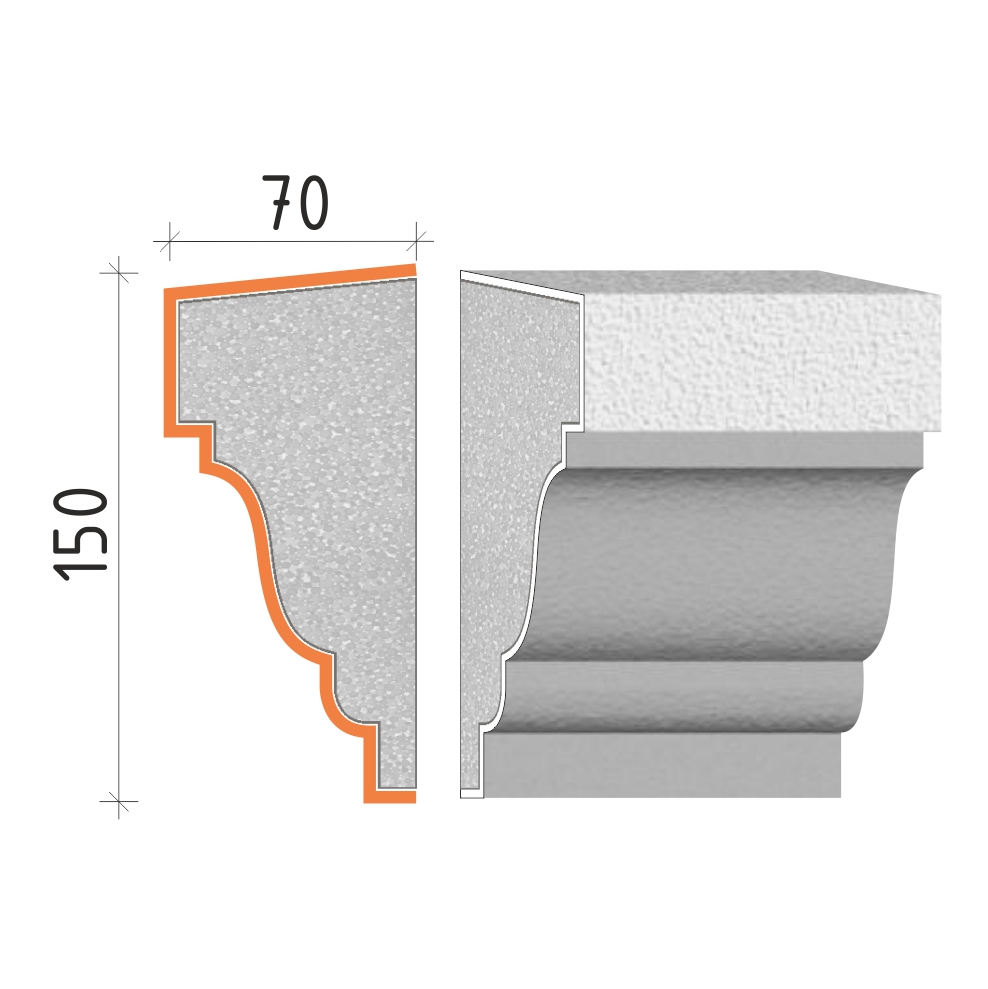 Parapetní profil 150x70mm PP21515