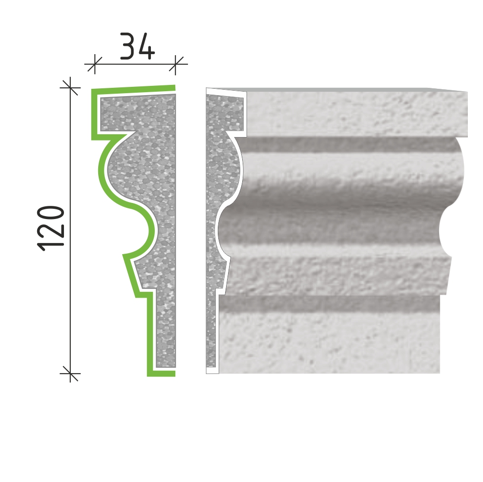 Šambrána, rámový profil 120x34mm RP10912
