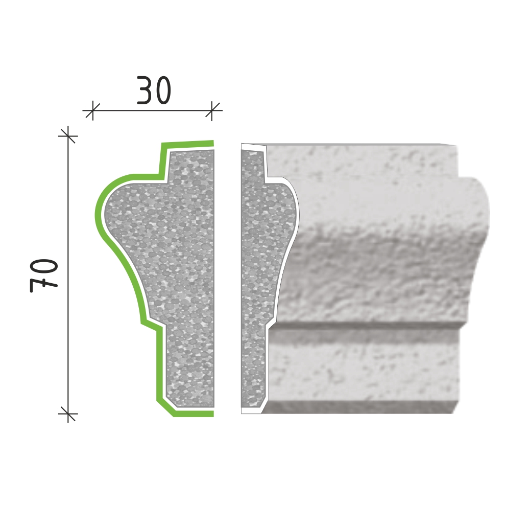 Šambrána, rámový profil 70x30 mm RP11107