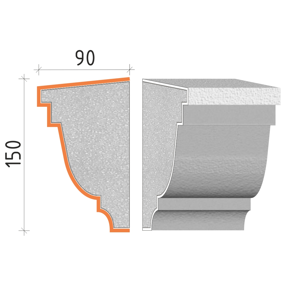 Parapetní profil 150x90mm PP22215