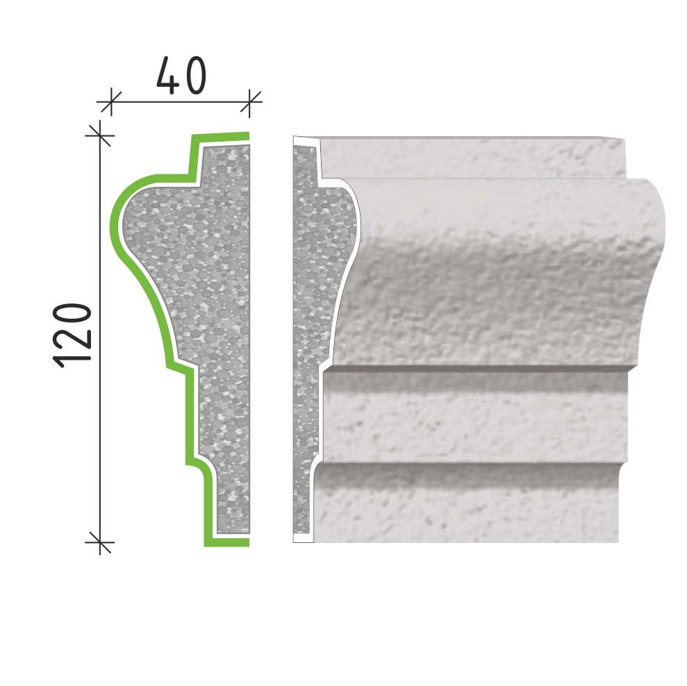 Šambrána, rámový profil 120x40mm RP11312