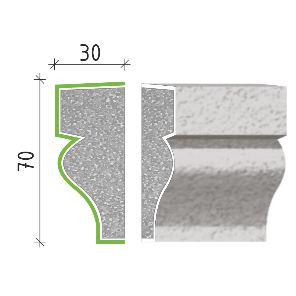 Šambrána, rámový profil 70x30 mm RP10807