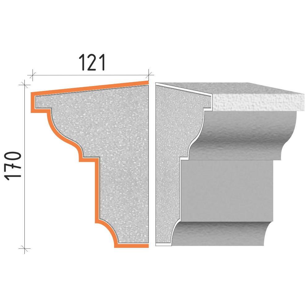 Parapetní profil 170x121mm PP21617
