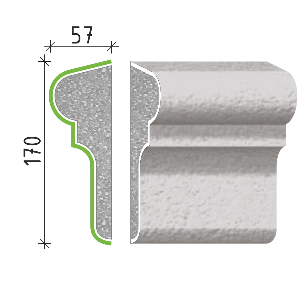 Šambrána, rámový profil 170x57mm RP11617