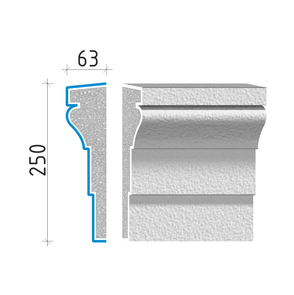Průběžná římsa 250x63mm PR41325