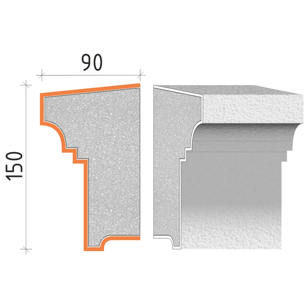 Parapetní profil 150x90mm PP20715
