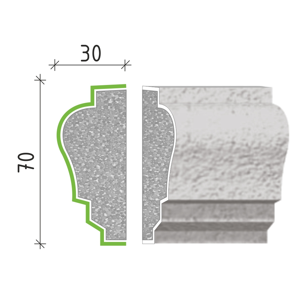 Šambrána, rámový profil 70x30 mm RP11207
