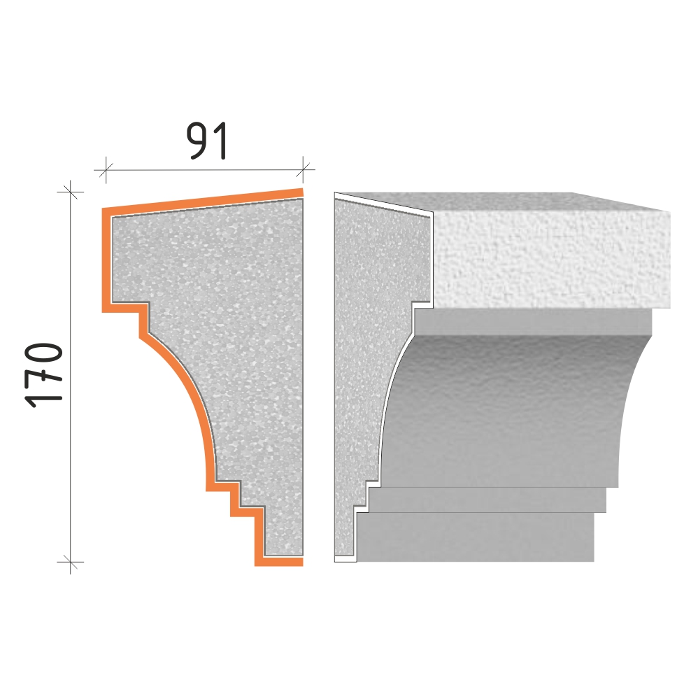 Parapetní profil 170x91mm PP20917