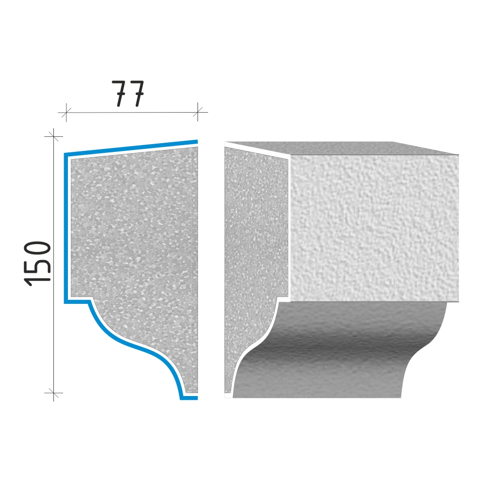 Průběžná římsa 150x77mm PR41115