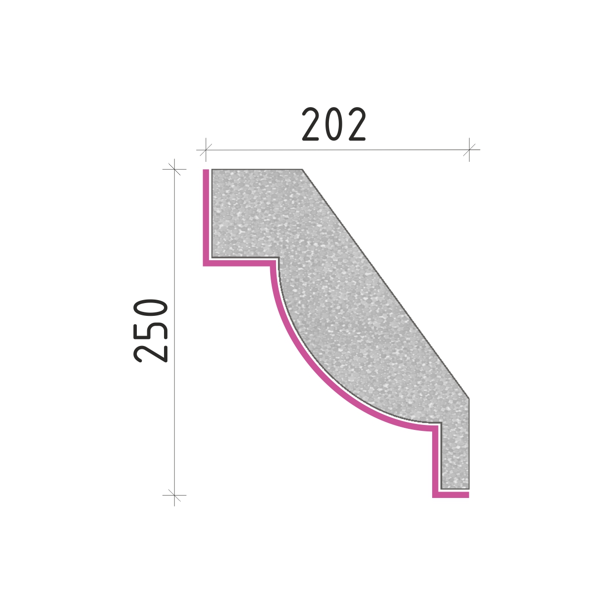 Střešní římsa 250x202mm SR50425