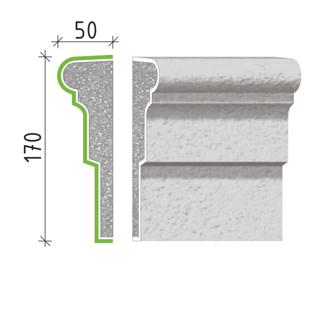 Šambrána, rámový profil 170x50mm RP11417
