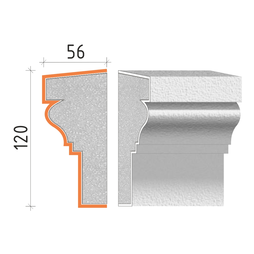 Parapetní profil 120x56mm PP21312