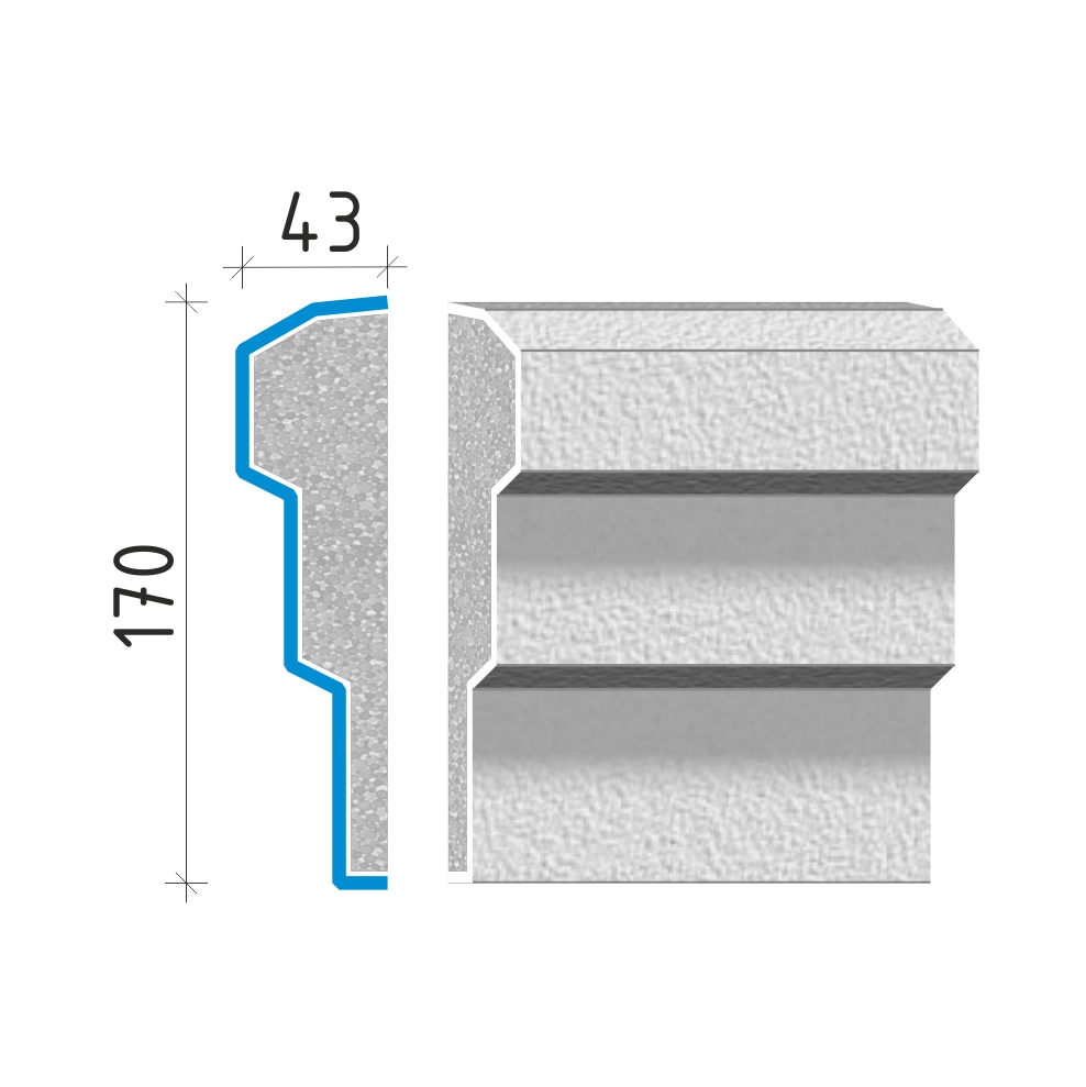 Průběžná římsa 170x43mm PR40017