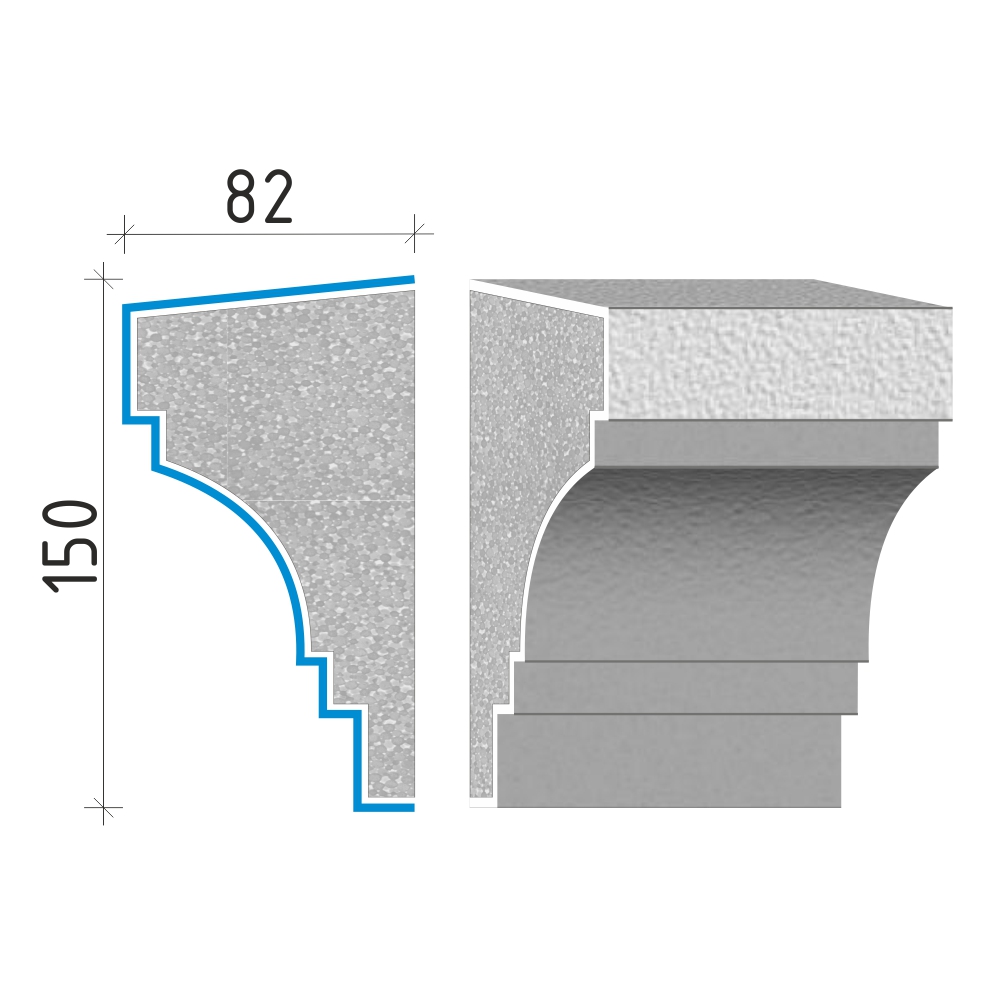 Průběžná římsa 150x82mm PR40415