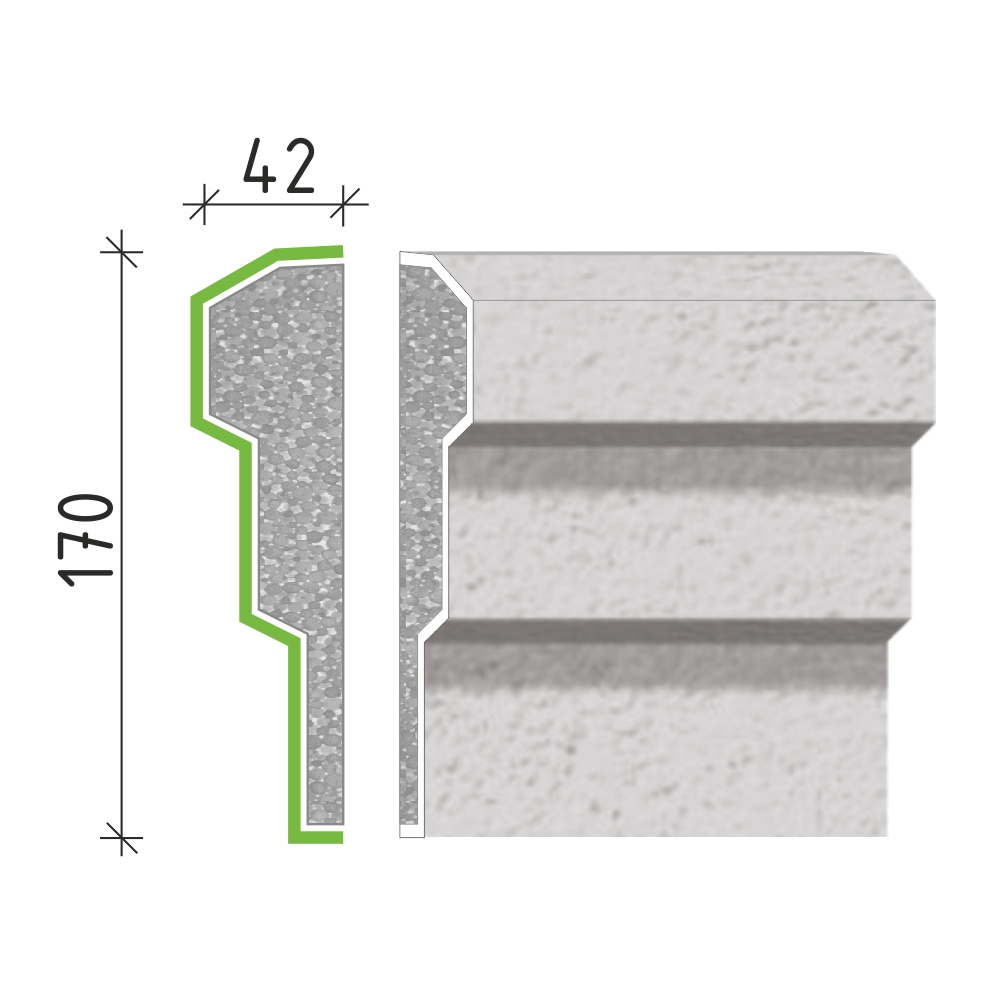 Šambrána, rámový profil 170x42mm RP10417
