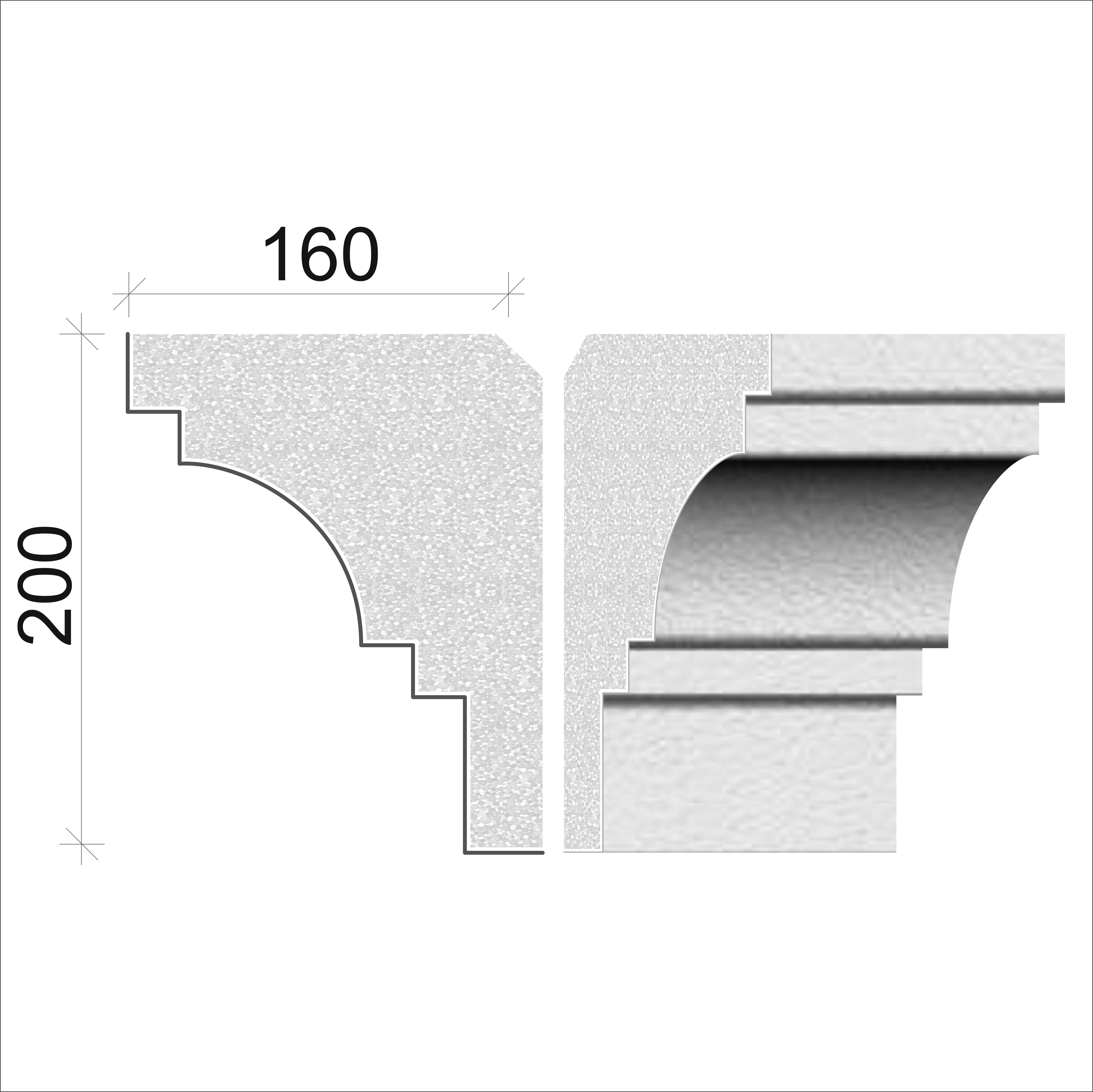Střešní římsa 200x160 mm SR51620