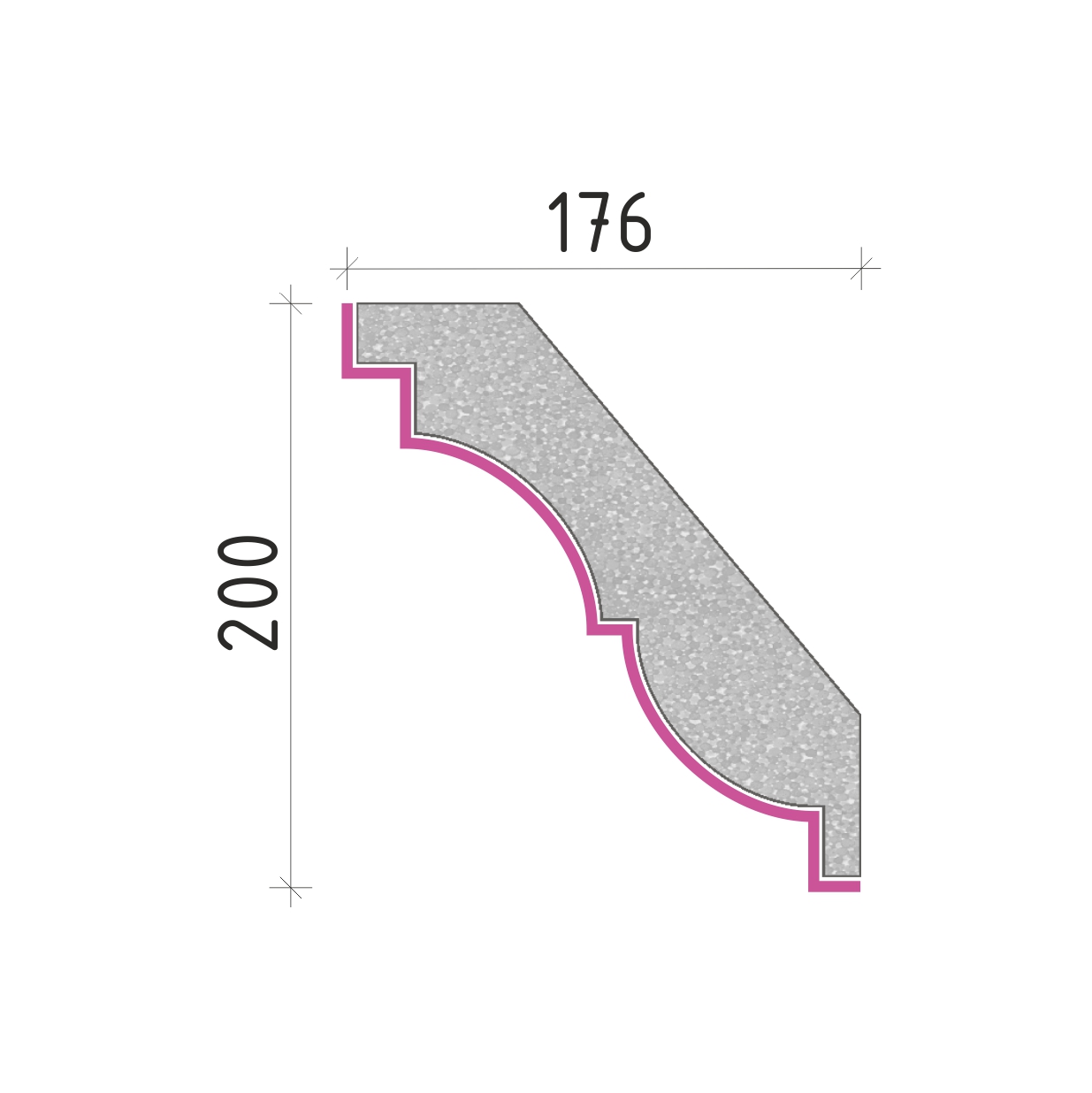 Střešní římsa 200x176mm SR50820