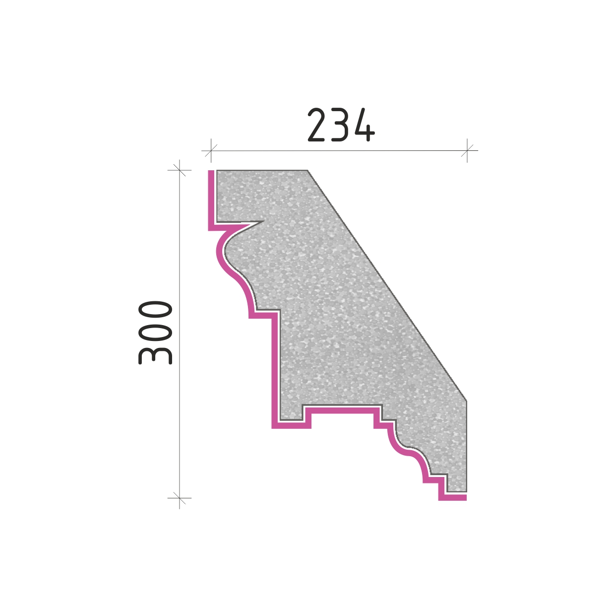 Střešní římsa 300x234mm SR51230