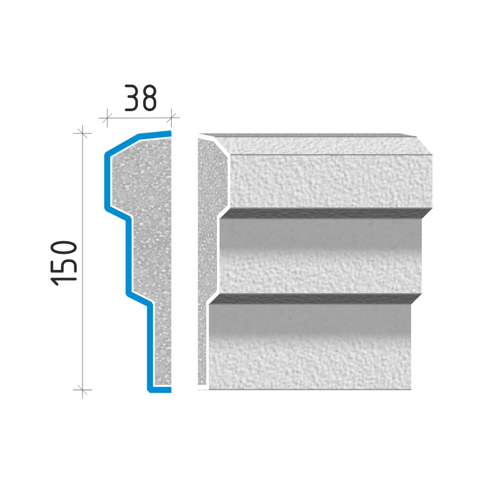 Průběžná římsa 150x38mm PR40015