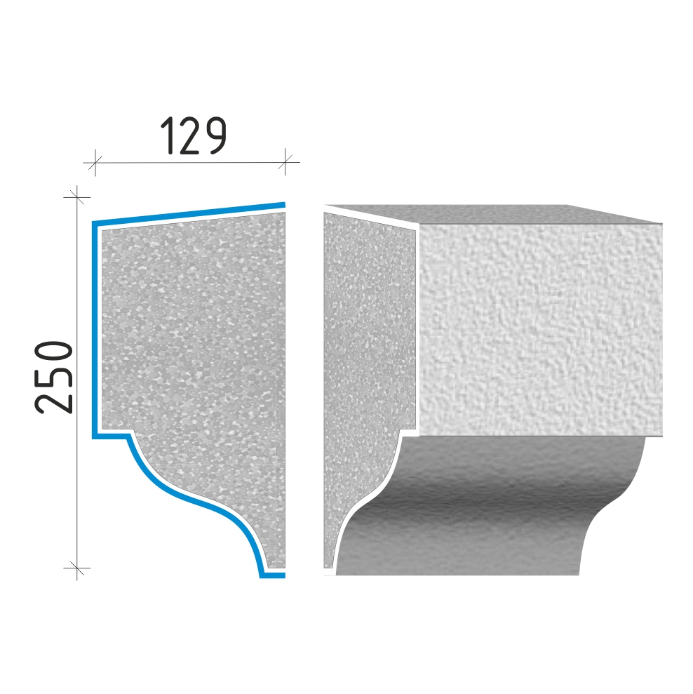 Průběžná římsa 250x129mm PR41125