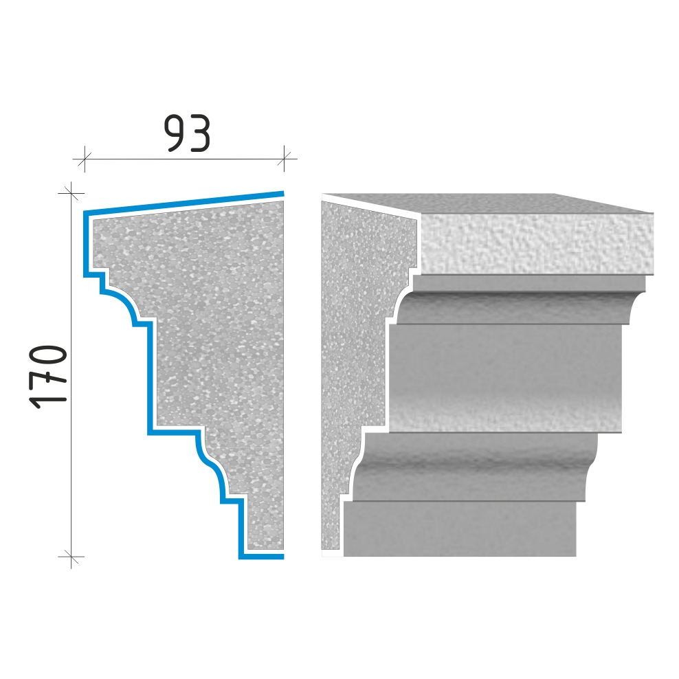 Průběžná římsa 170x93mm PR40317