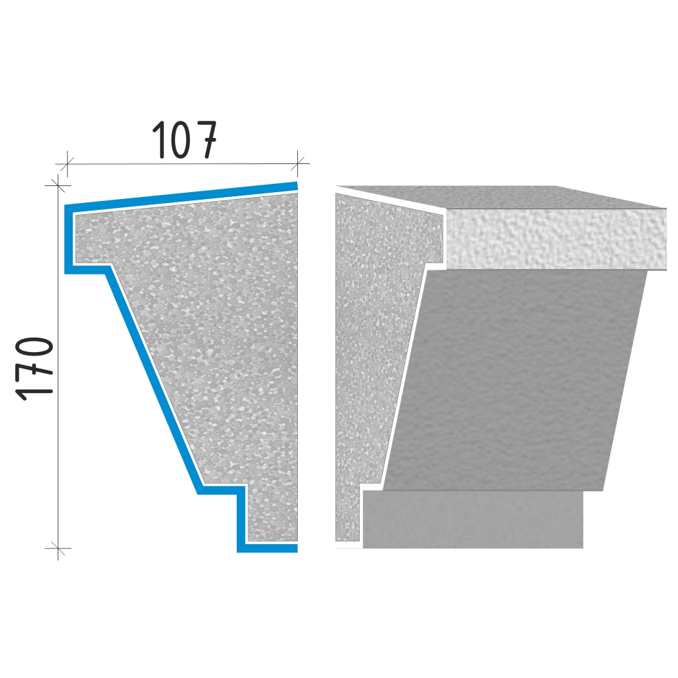 Průběžná římsa 170x107mm PR40117