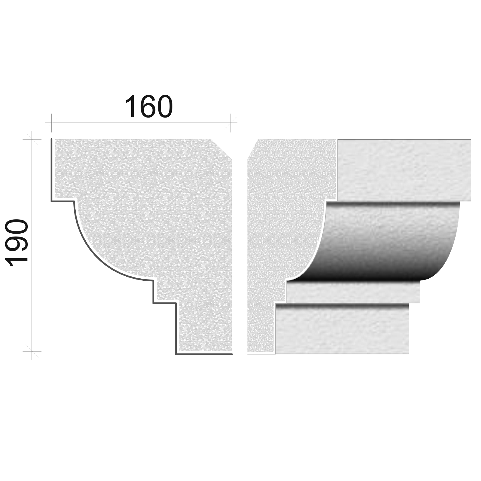 Střešní římsa 190x160mm SR3002